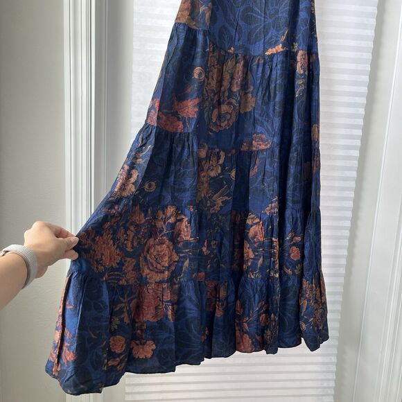 Peruvian Conection midi Dress tiered spaghetti strap floral print size US 2 - Picture 6 of 7